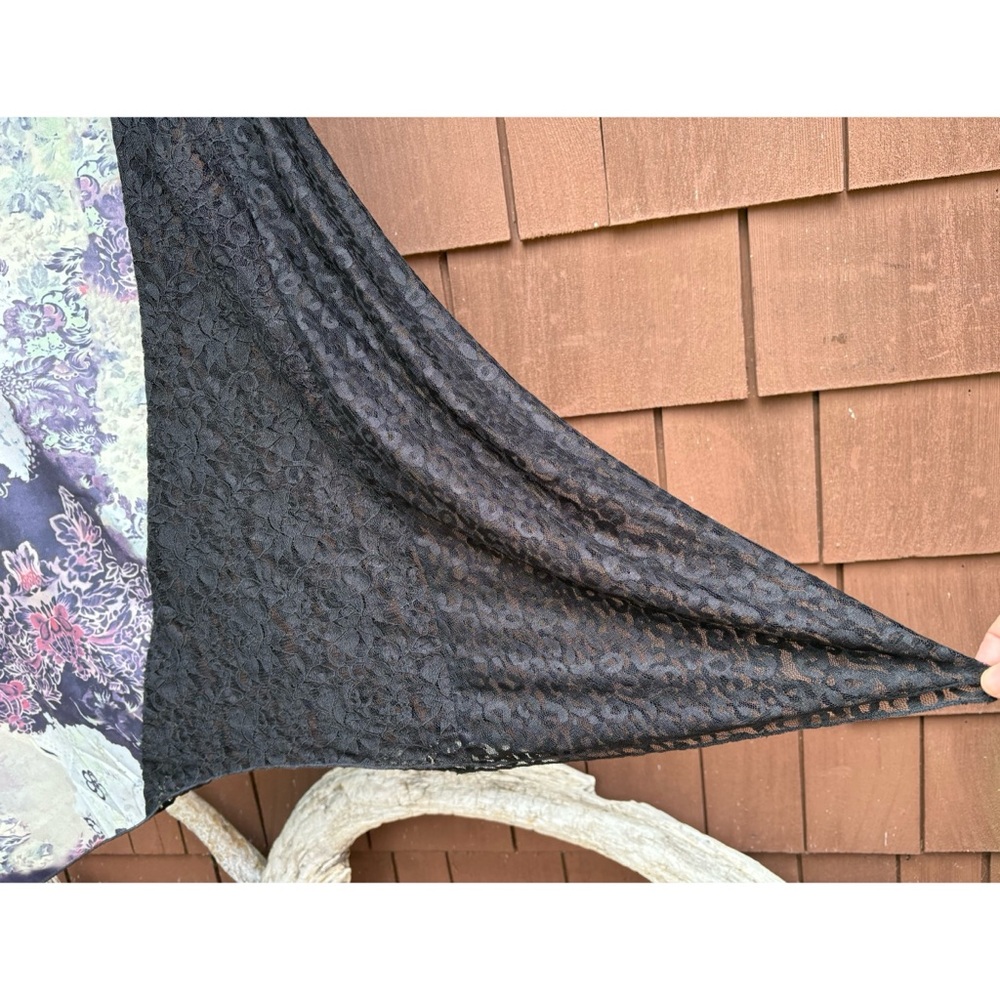 Y2K black lace Floral Patchwork Maxi Skirt - Picture 3 of 3